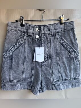 NWT Isabel Marant Étoile Vinca Denim Shorts Gray Wash Size 36 Designer High Rise